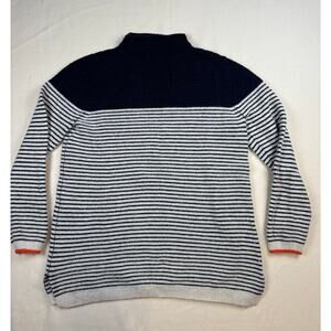 Paul Costelloe Women's XL Ivory‎ / Navy Striped Lambs Wool Mock Neck Sweater
